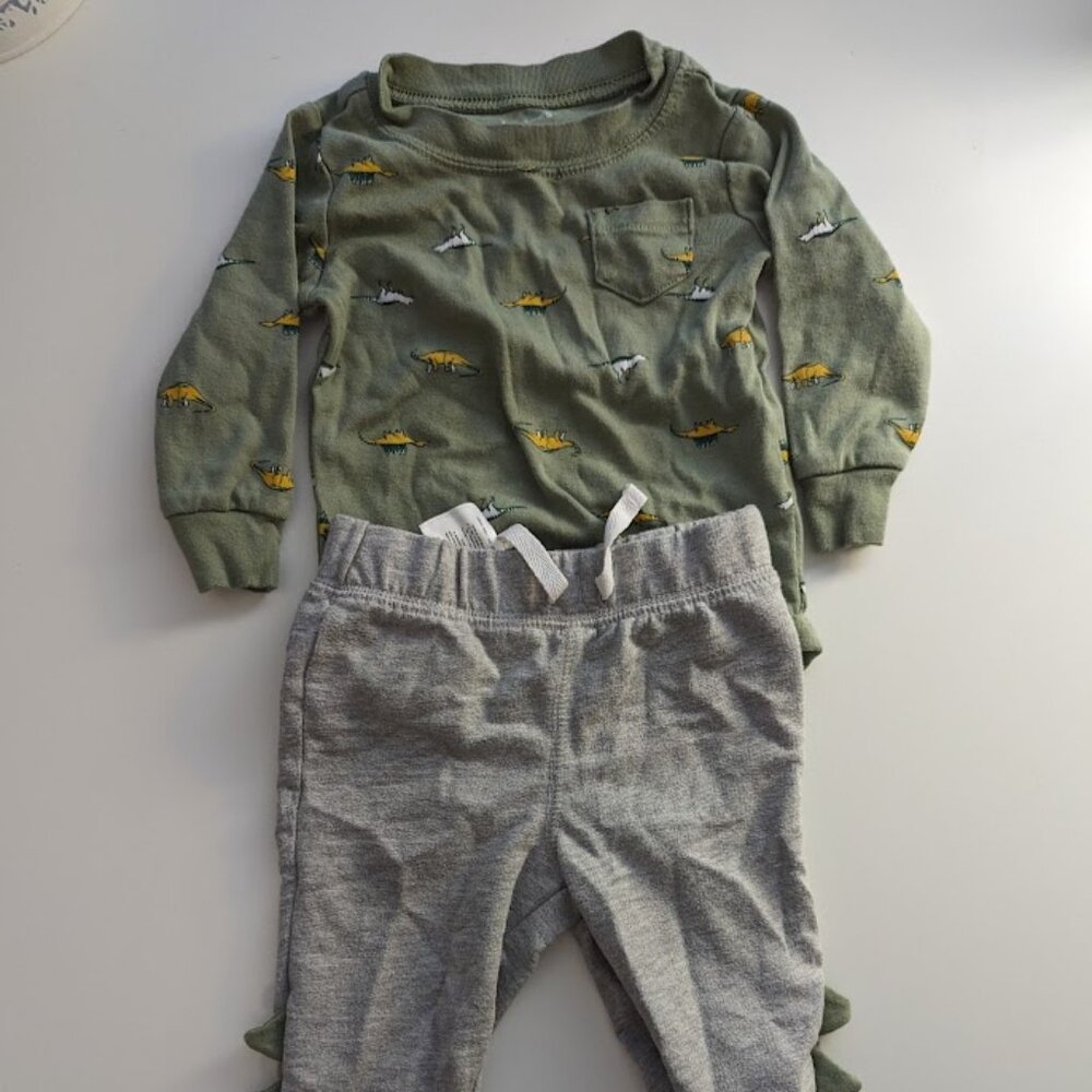 Carter's dino pants and onesie set
